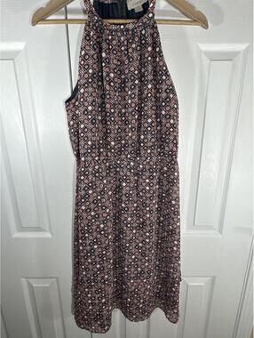 LOFT Size 8 Sleeveless Halter Dress in Multi Print